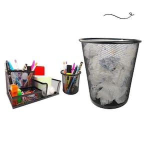 Kit Escritório Organizador Mesa Lixeira Porta Caneta Lápis