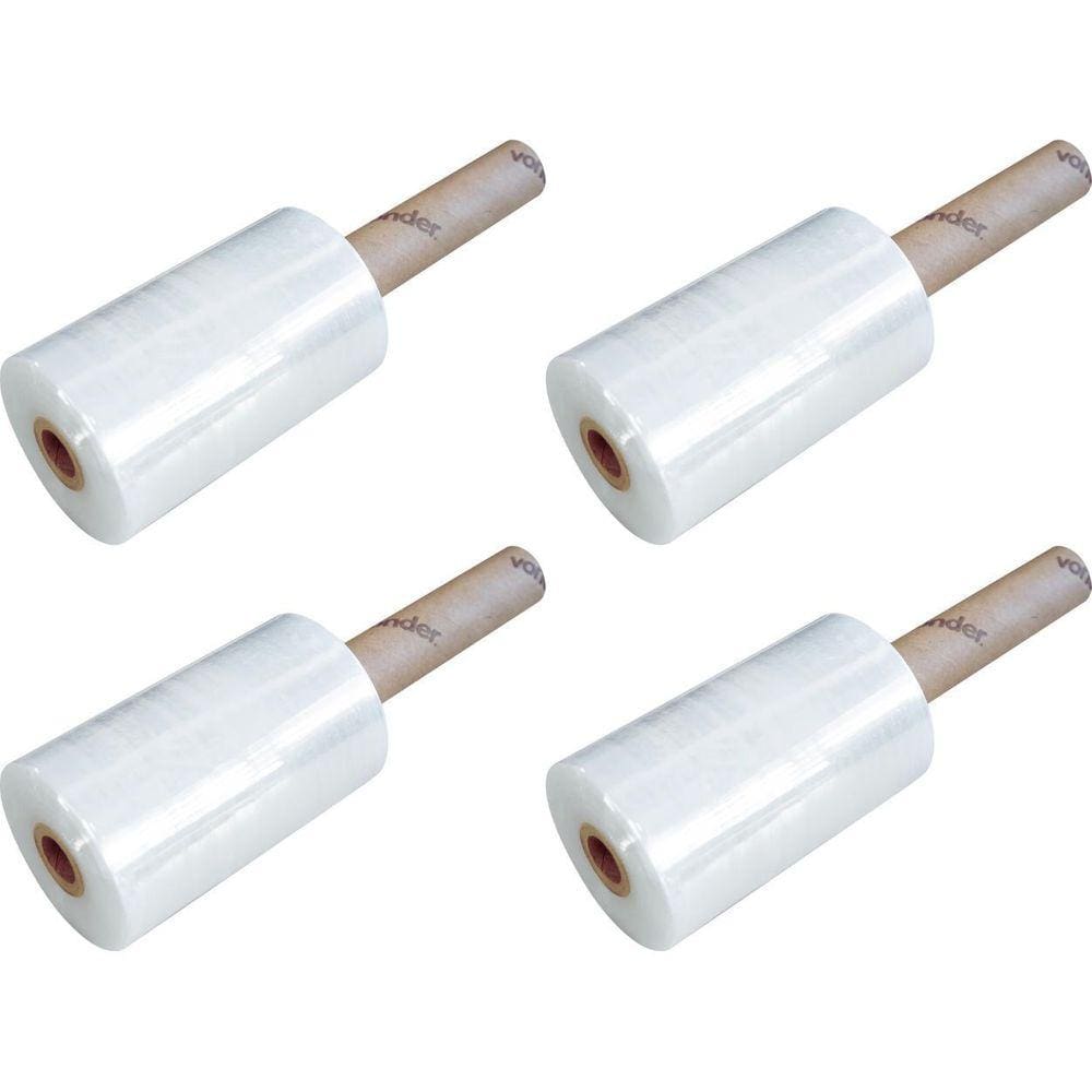 Kit 4 Filme Stretch Plastico Empacotamento Manual 150Mmx300M