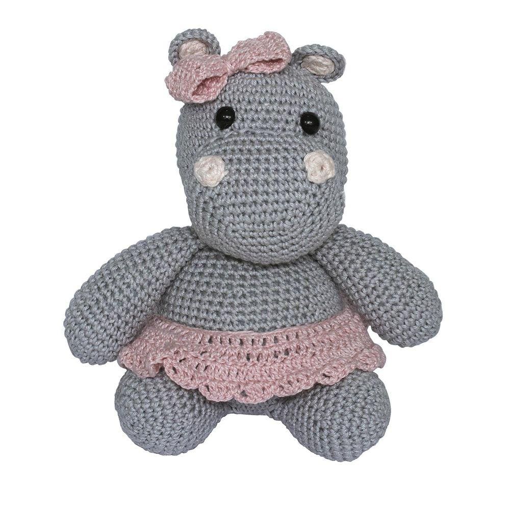 Hipopótamo Lola De Laçinho Rosa Amigurumi Crochê Quarto Bebê