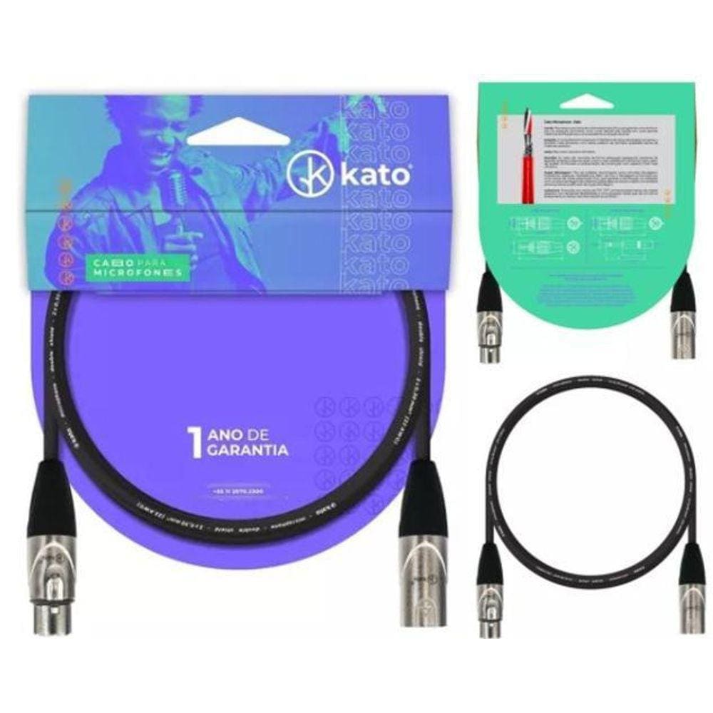 Cabo De Microfone Balanceado Kato - Xlr / Xlr - 5M - 2Pçs