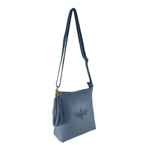 Bolsa Transversal Topgrife Estampa Ave Fenix Couro Azul Mari