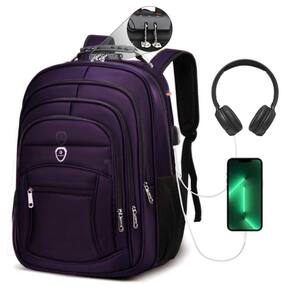 Mochila Escolar Bolsa Executiva Grande Fone Ouvido Roxo