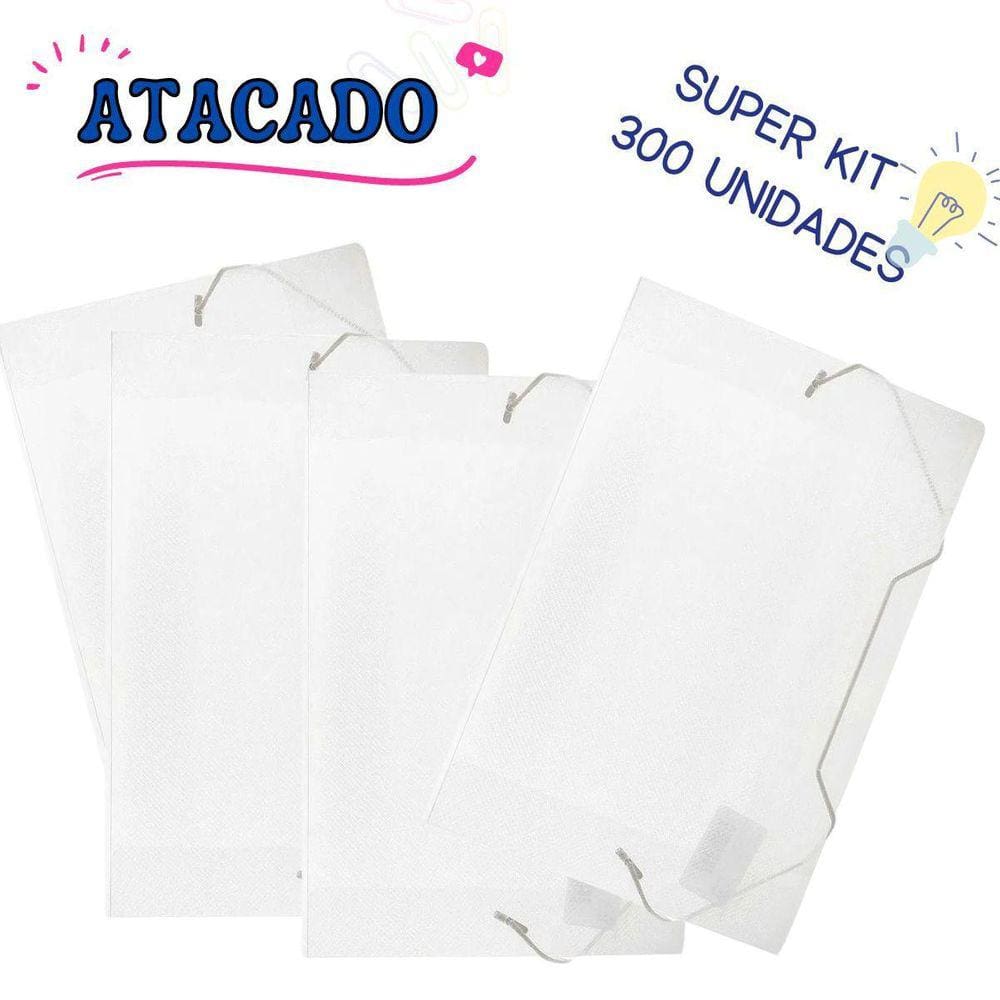 Kit 300 Pastas Aba Elásticas Plástica Oficio Fina Atacado