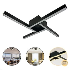 Lustre Plafon Maze Moderno Led 4000K Luz Quente Preto Bivolt