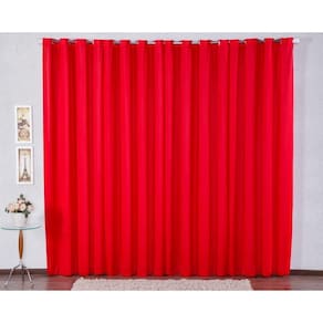 Cortina 300X280 Com Ilhós Pra Sala Malha Gel - Vermelho