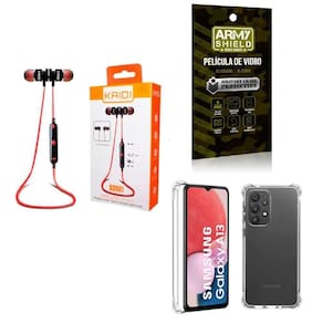 Kit Capa Samsung A13 4G + Fone Esportivo E Película De Vidro