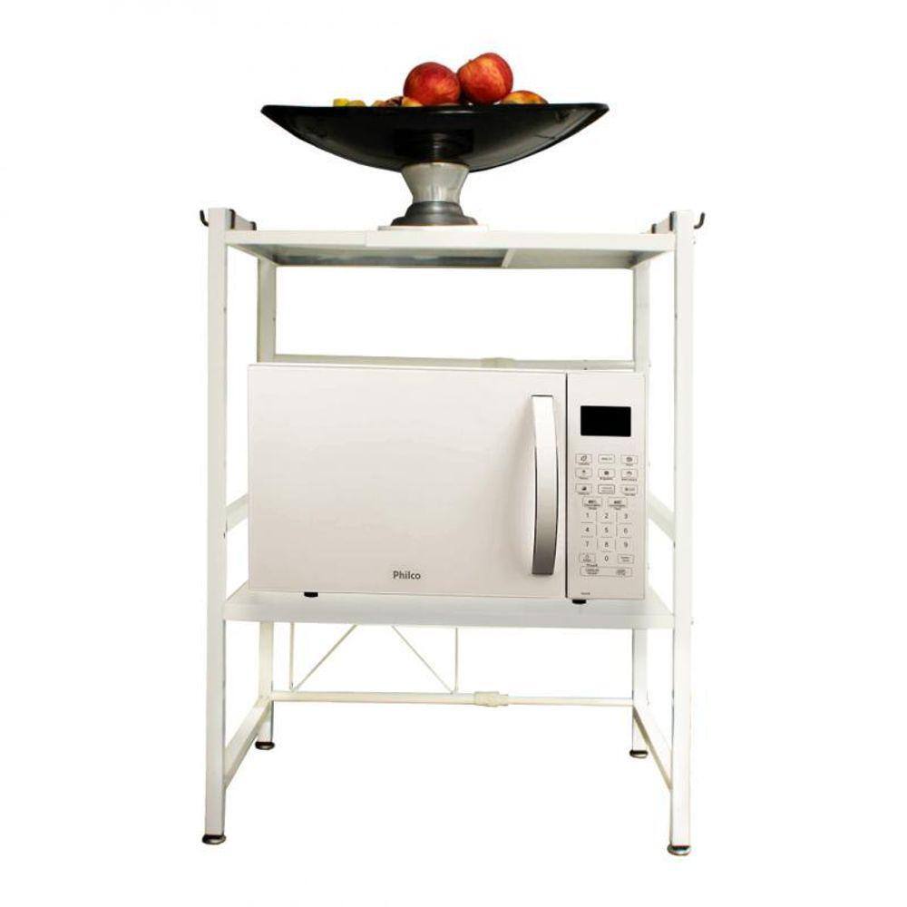 Rack Para Microondas Com 2 Prateleiras, Cor Branca - Whl-002