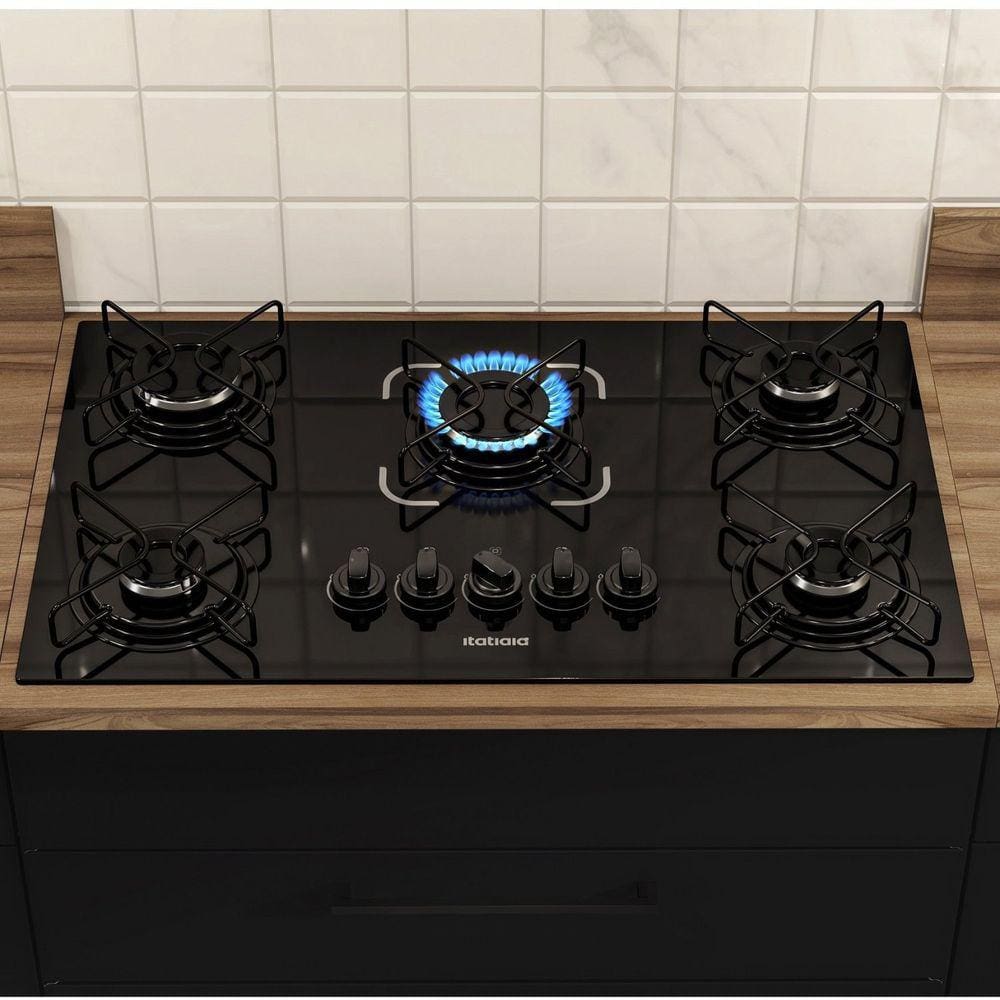 Cooktop 5 Bocas Essencial á Gás Bivolt Itatiaia Preto