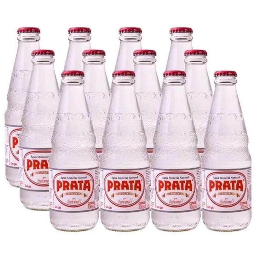 Água Alcalina Prata Com Gás Vidro 300Ml 12 Unidades