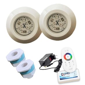 Kit Iluminação 2 Led 6W Rgb Picina Fibra Controle Touch