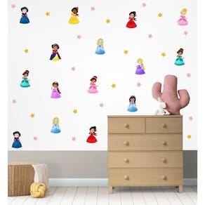 Adesivo De Parede Infantil Princesas Cute E Estrelas