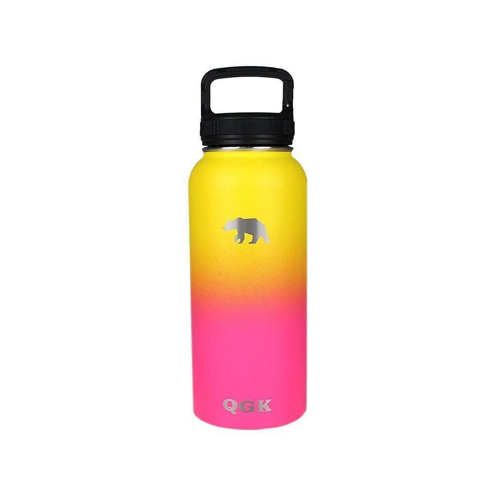 Garrafa Térmica Inox 946Ml 32Oz Com Tampa Rosa E Amarelo -