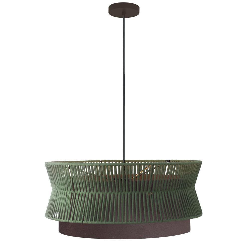 Lustre Gaia 60Cm Corten Fio Macrame Verde Blumenau