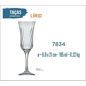 12 Taças Lírio 195Ml - Champanhe Espumante Frisante
