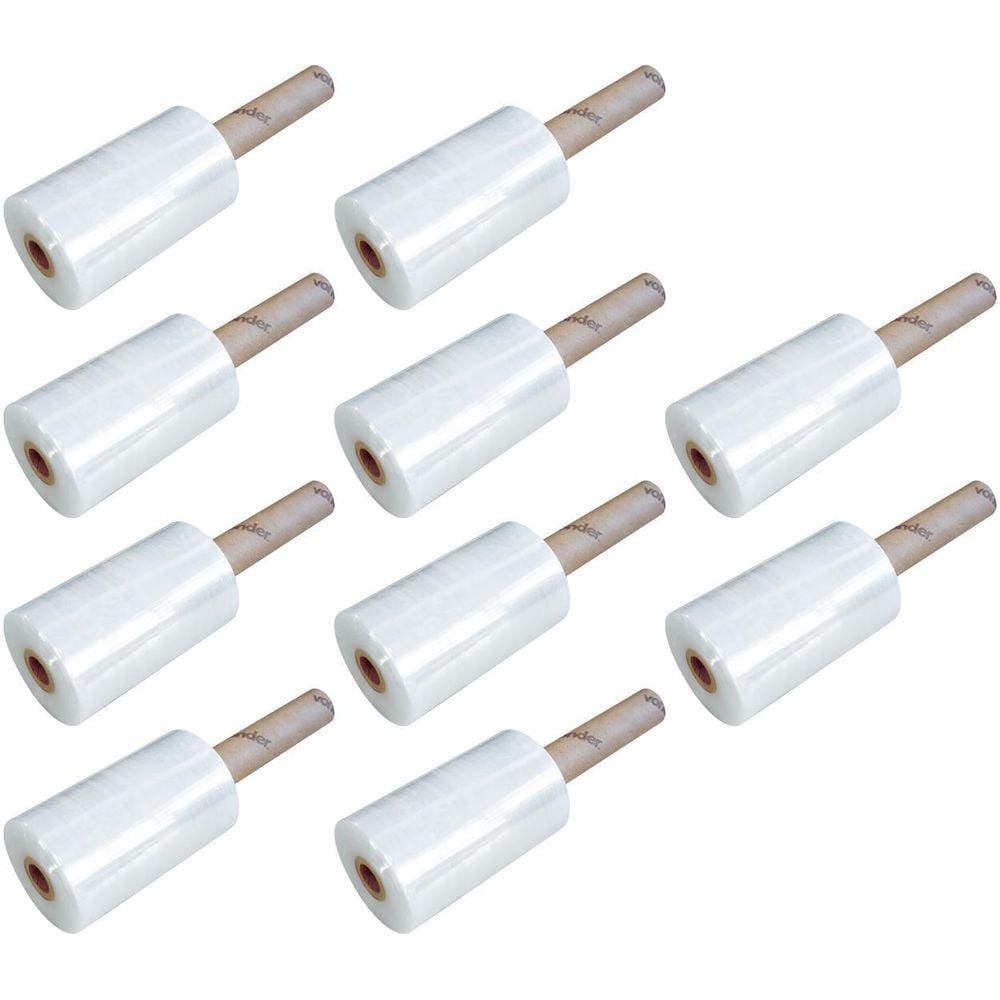 Kit 10 Filme Stretch Plastico Empacotamento 150Mm X 300M Vd