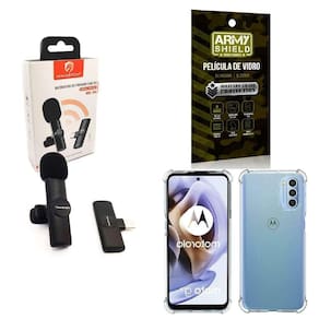 Microfone Sem Fio + Capinha Motorola G31 E Película De Vidro