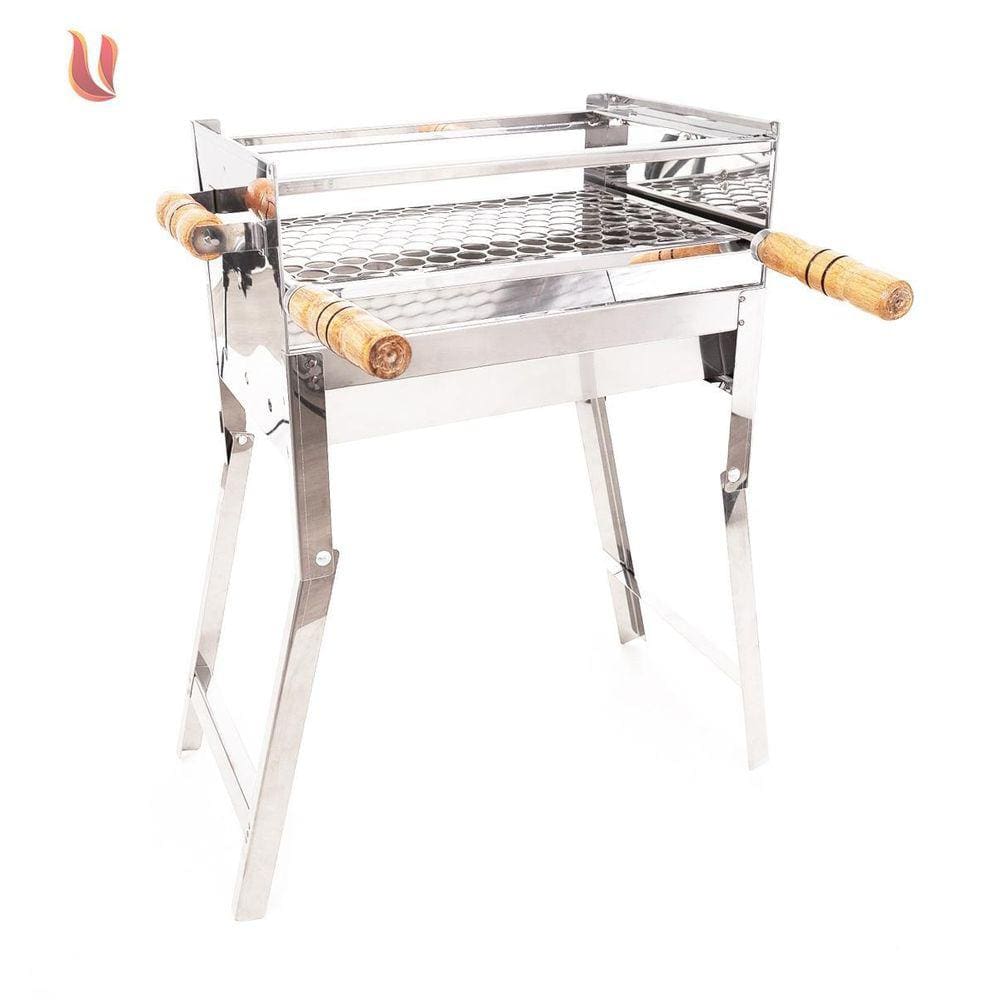 Churrasqueira Inox Portátil Media Pés Dobráveis 50X25Cm