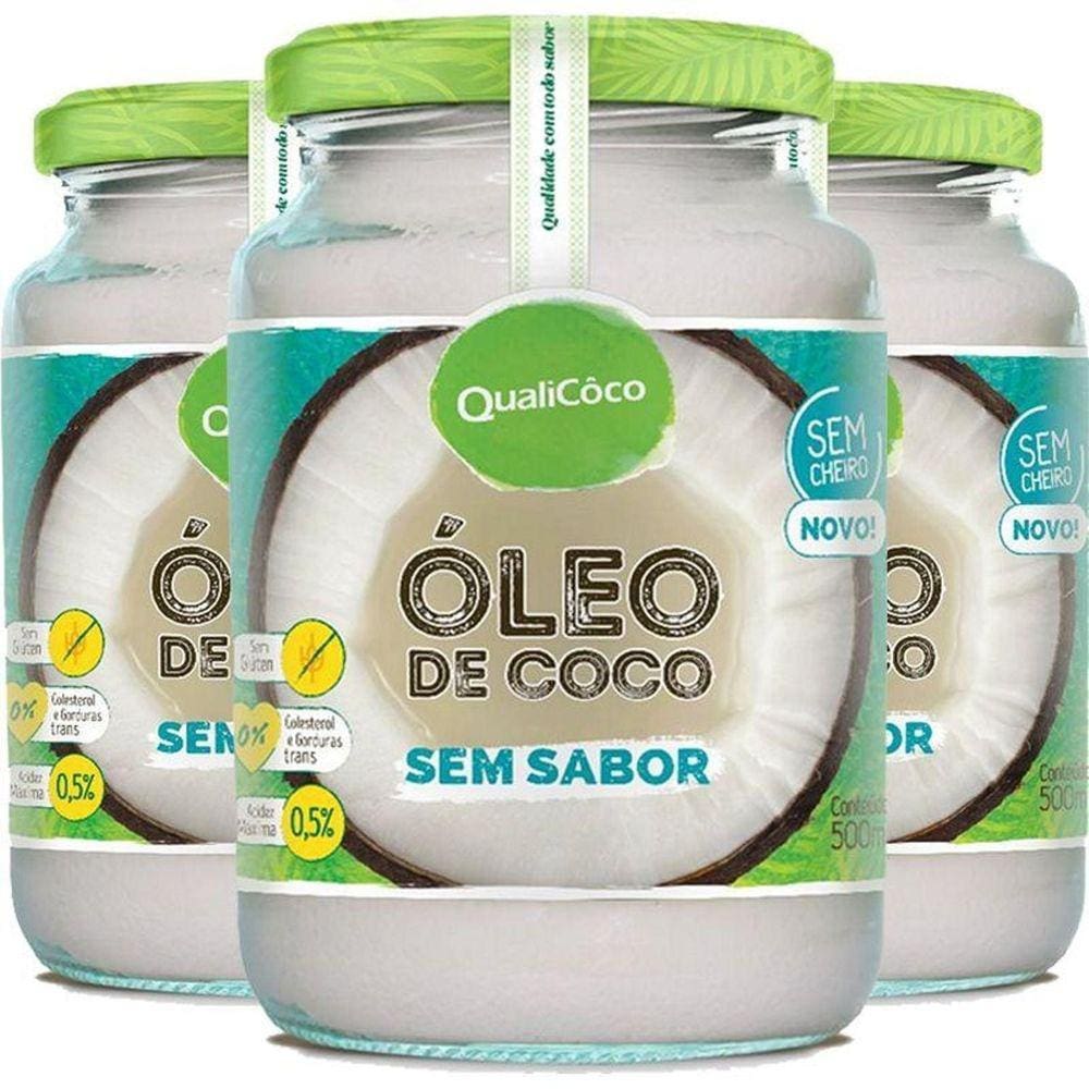Óleo De Coco Sem Sabor Qualicoco 500Ml 3 Unidades
