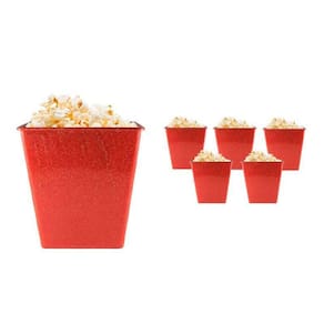 Kit 6 Pipoqueira Retrô Fibra Madeira Vermelho 2,6L