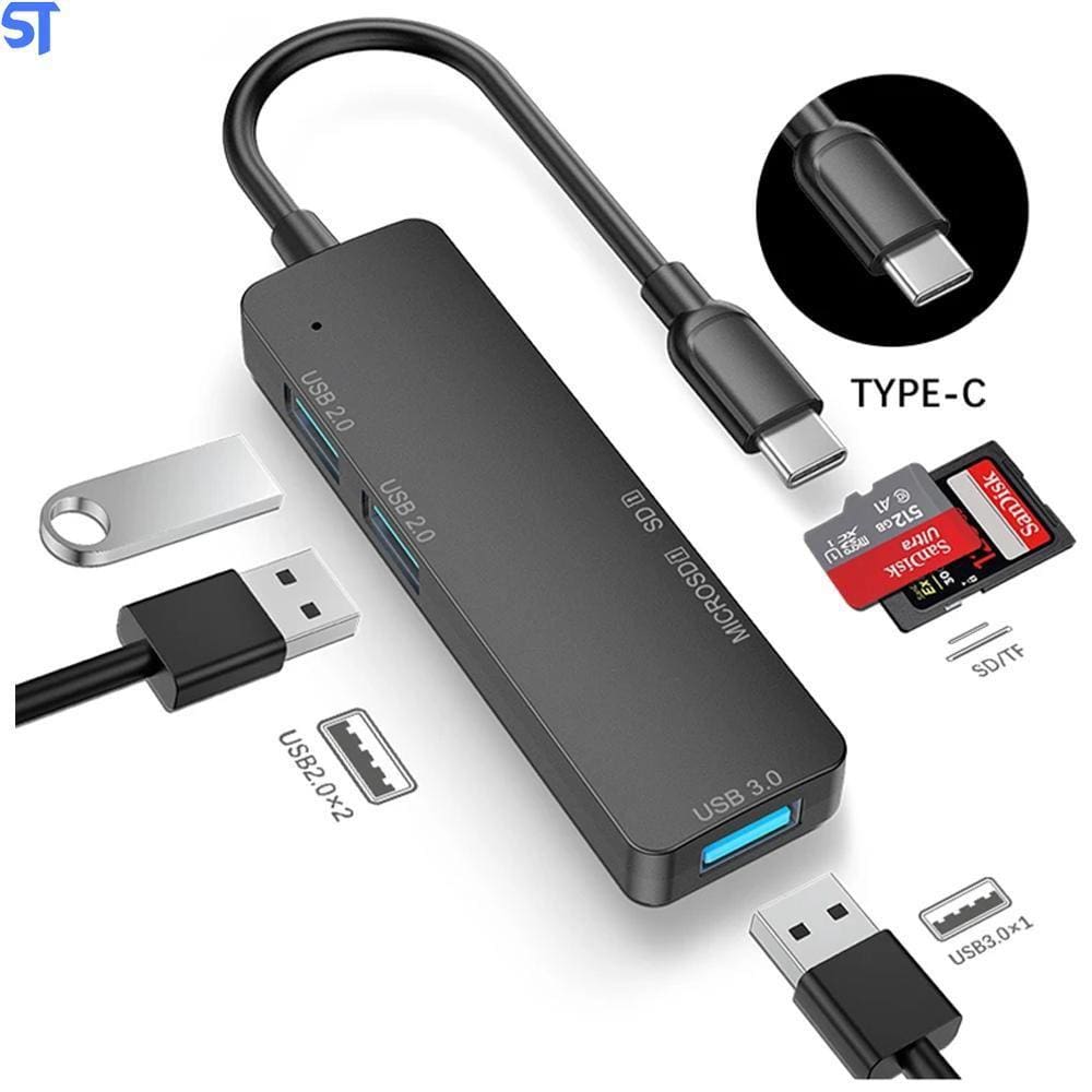 Hub Tipo C 2 Portas Usb1 Porta Usb 3.0 Sd/Tf Cartão Microsd