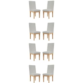 Kit 8 Cadeiras Estofadas Reforçada Para Sala De Jantar Linho