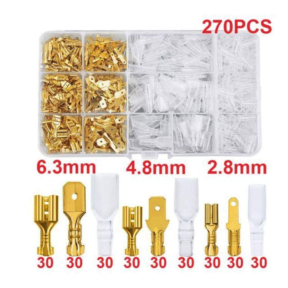 Kit 270 Conector Terminal Emenda Fio Automotivo Tipo Faston