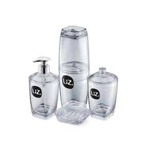 Kit Higiene Banheiro 4Pç Com Porta Escova Uz Transparente