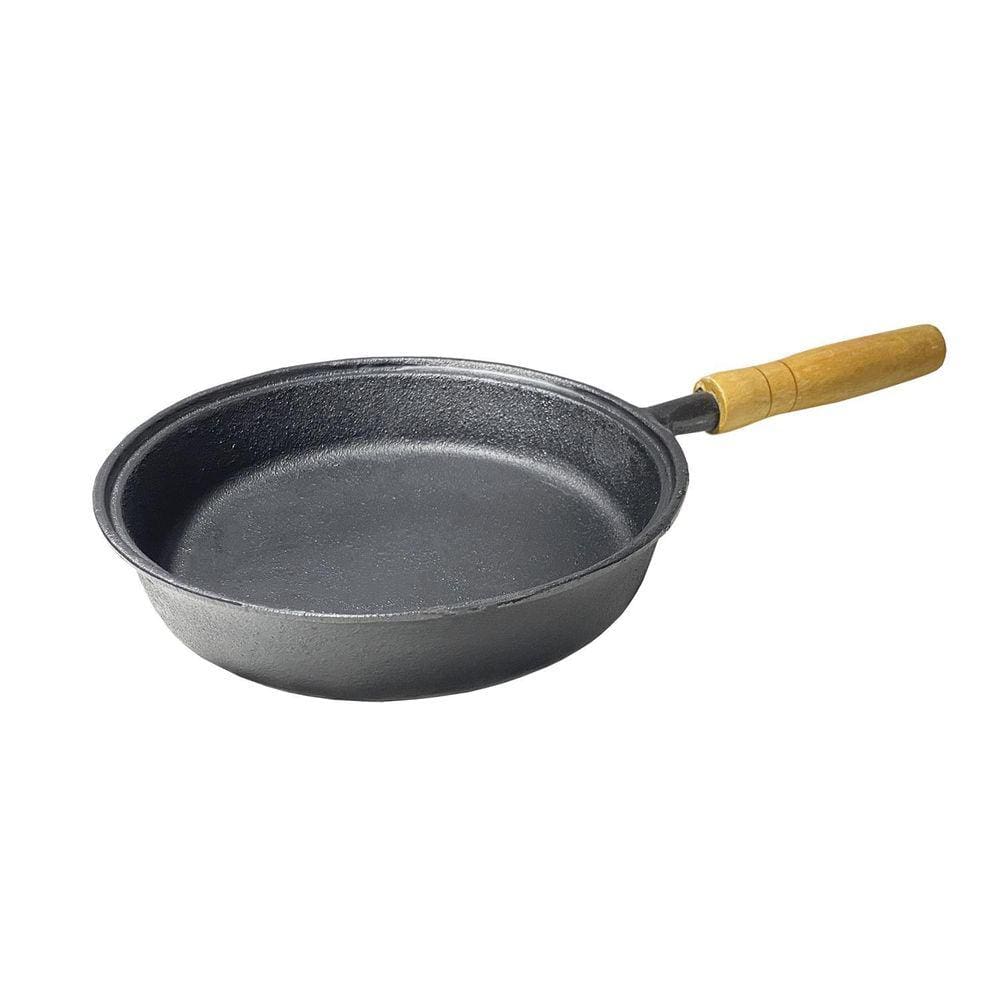 Frigideira De Ferro Fundido Grill Com Cabo Em Madeira 22Cm