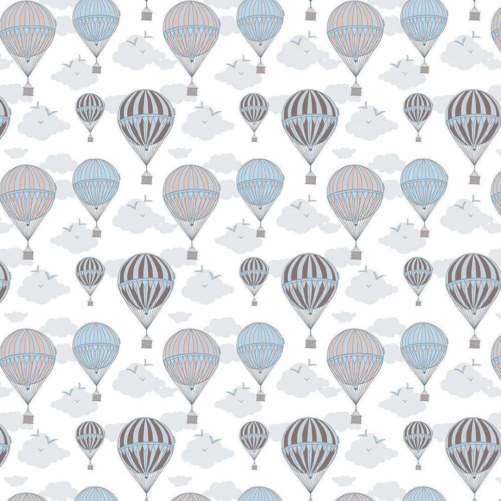 Kit 5 Rolos Papel De Parede Adesivo Infantil Balão Azul 3,0M