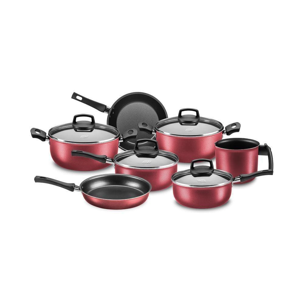 Conjunto De Panelas Mta Antiaderente Cristal 7 Peças Cereja