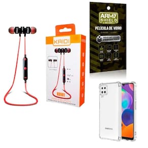 Kit Capa Samsung A12 + Fone Esportivo E Película De Vidro 3D