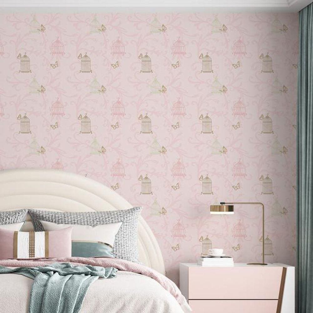 Kit 8 Rolos Papel De Parede Adesivo Borboletas Rosa 3,0M
