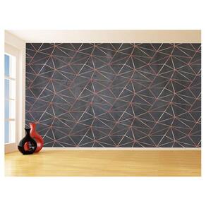 Papel De Parede 3D Concreto Linhas Dourado Rose 3,5M Kkt214