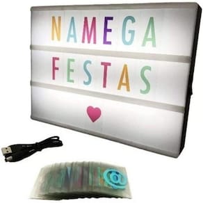 Luminária Led Light Box Letreiro Cinema A4 Letras Coloridas
