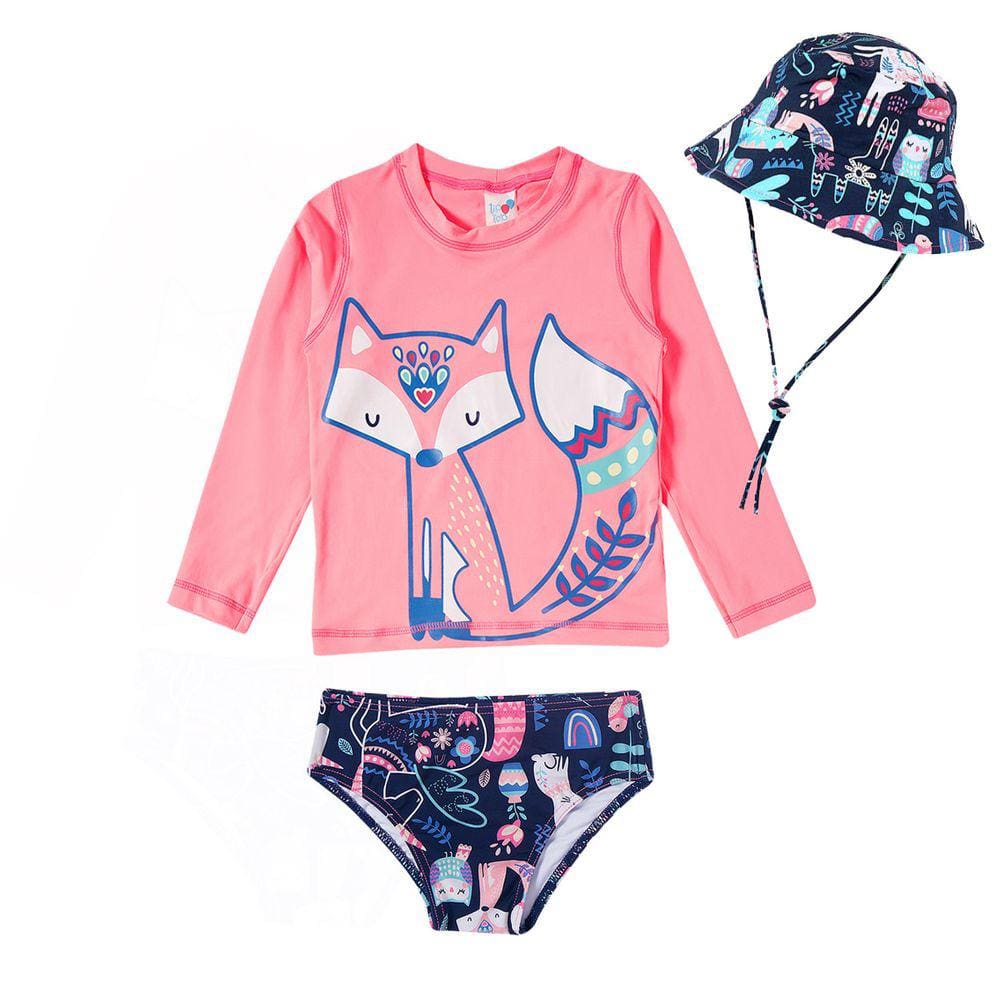 Conjunto Praia Infantil com Chapéu Folk Laranja Tip Top