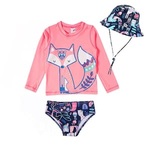 Conjunto Praia Infantil com Chapéu Folk Laranja Tip Top