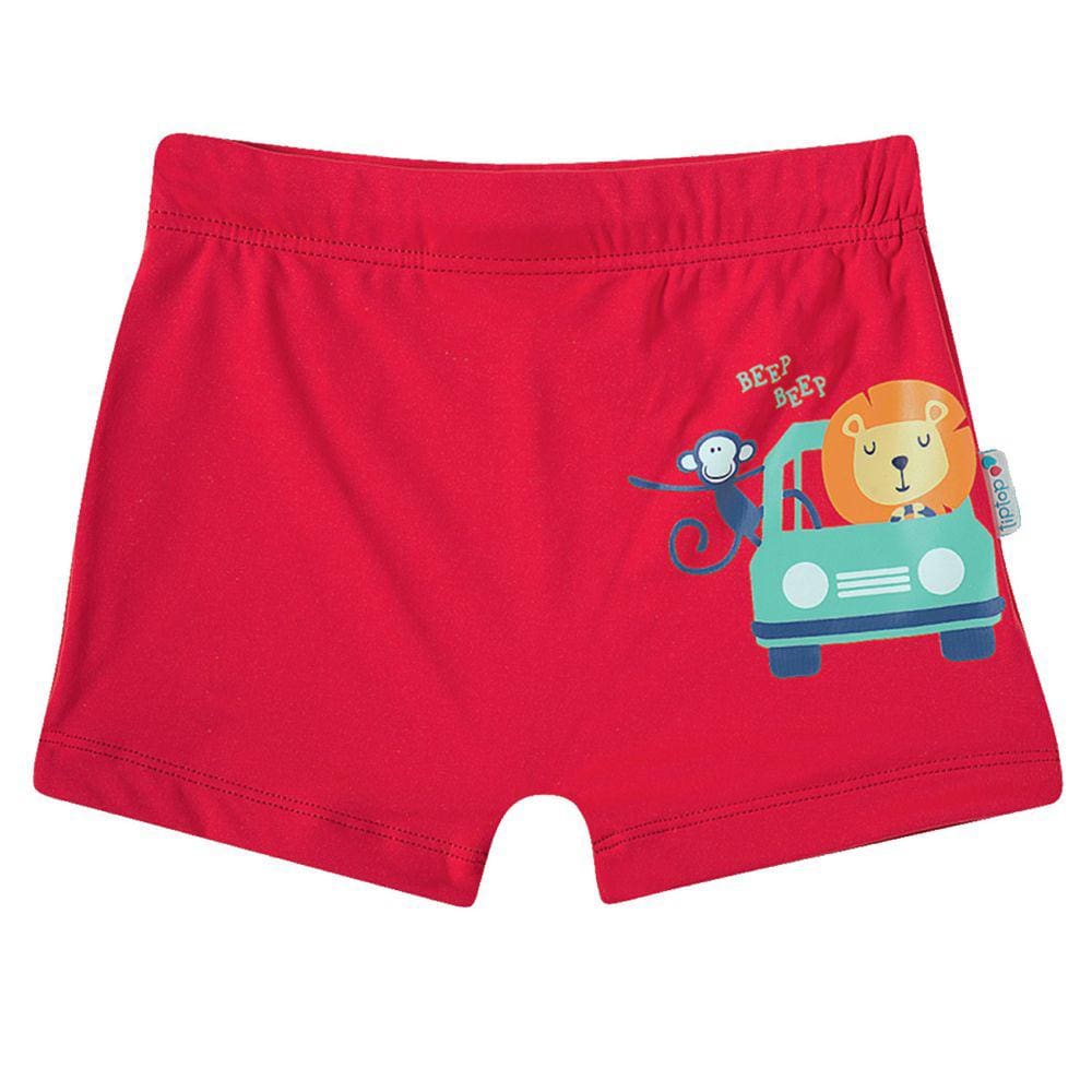 Sunga Boxer Infantil Carros Divertidos Vermelha Tip Top