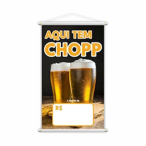 Banner Aqui Tem Chopp Preço Fundo Branco Lona Grande