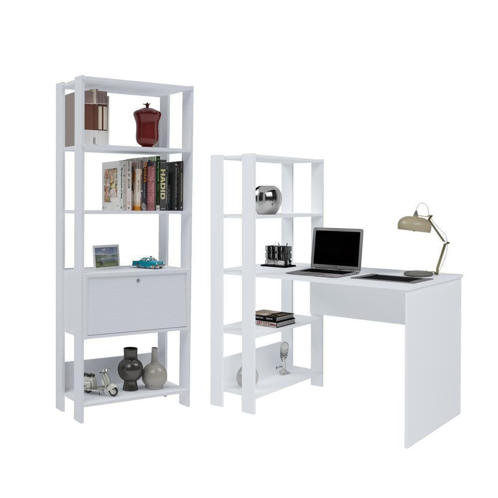 Conjunto Home Office Match c/ Escrivaninha e Estante Artely