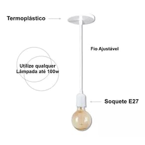 Pendente Soquete 2m Liso E27 Branco