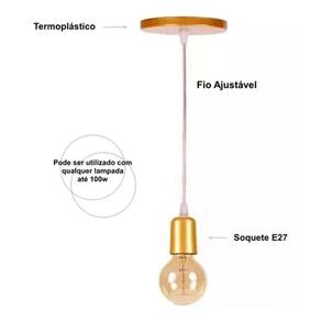 Pendente Soquete 4m Liso E27 Dourado