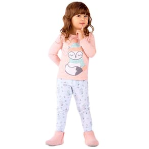 Pijama Infantil Manga Longa Estampa Raposa Dedeka Ref:23676 1/3