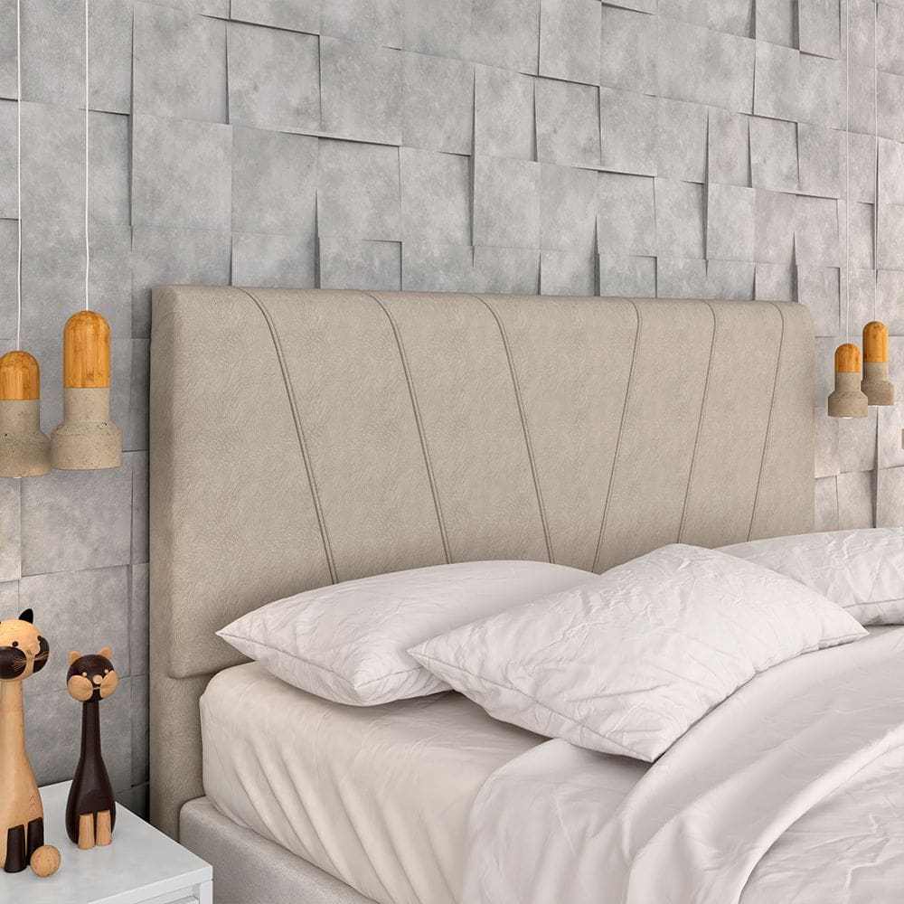 Cabeceira Estofada Queen Bragança Suede Bege - Móveis Arapongas
