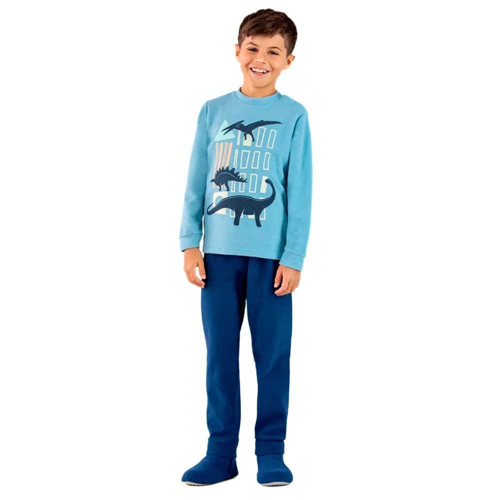 Pijama Infantil Manga Longa Soft Dinossauro Brilha No Escuro Dedeka Ref:23808 4/8