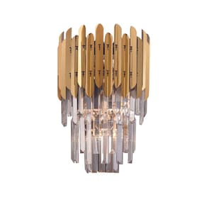 Arandela Moderna Dourada Cristal 2E14 40cm
