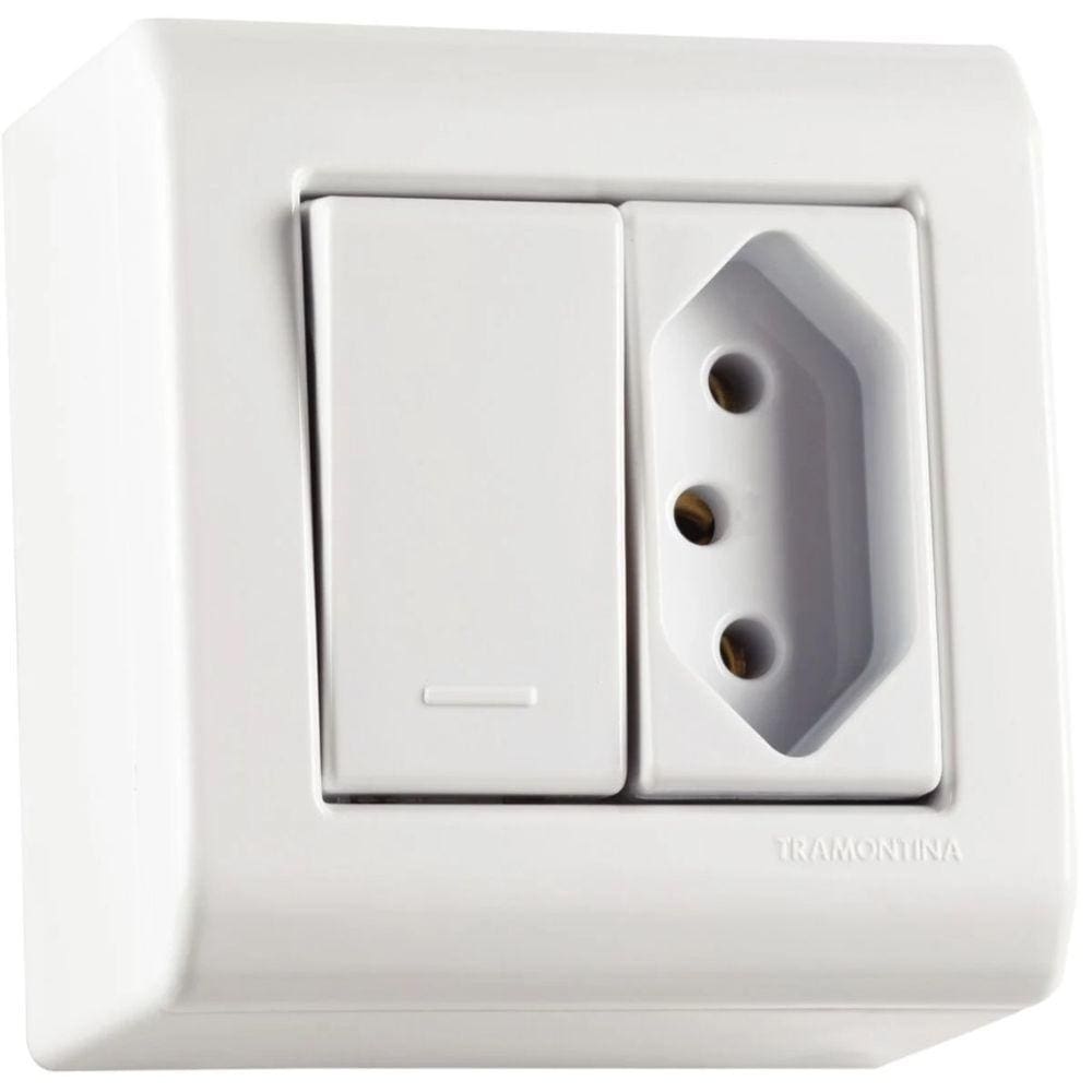 Caixa C/1 Interruptor Simples+Tomada 10A/250V Tramontina