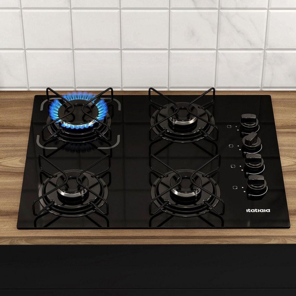 Cooktop 4 Bocas Essencial á Gás Bivolt Itatiaia Preto
