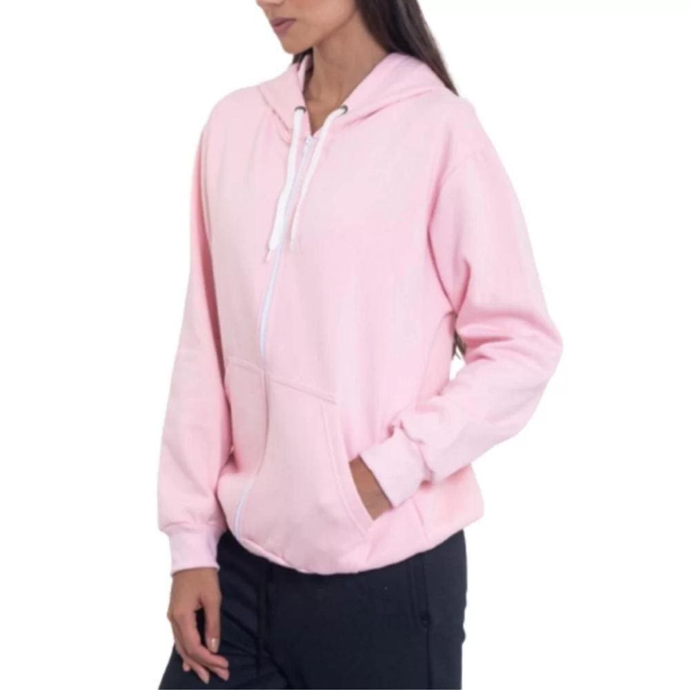 Moletom Feminino Conguru Ziper Liso Inverno Confort Rosa