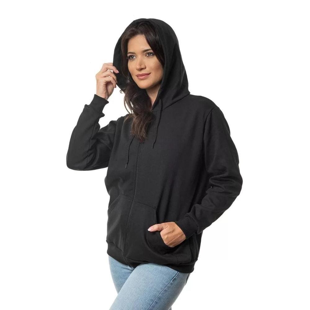 Moletom Feminino Conguru Ziper Liso Inverno Confort Preto