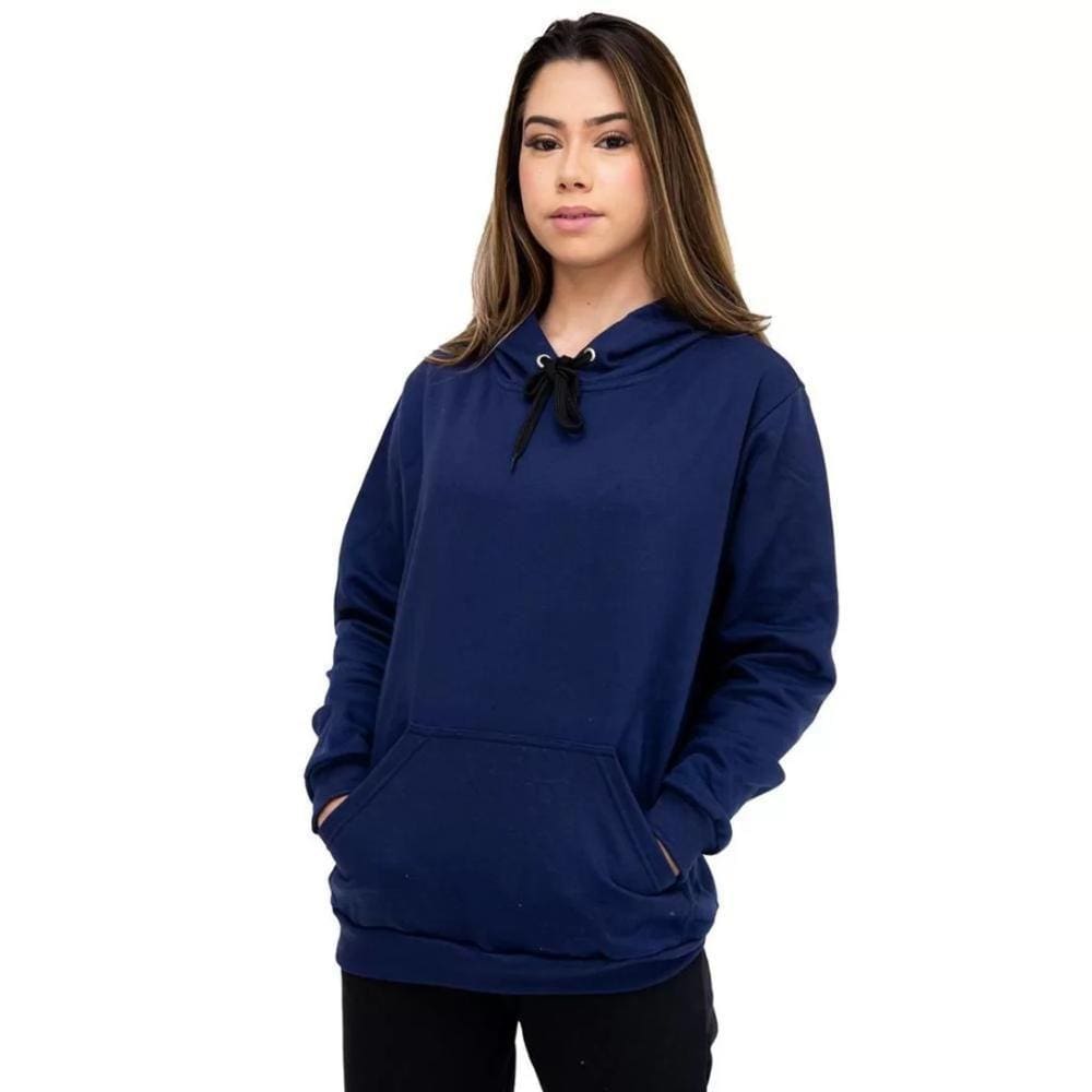 Moletom Conguru Feminino Liso Inverno Confort Azul Marinho